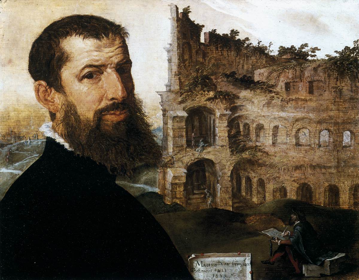 Self-portrait in Rome with the Colosseum