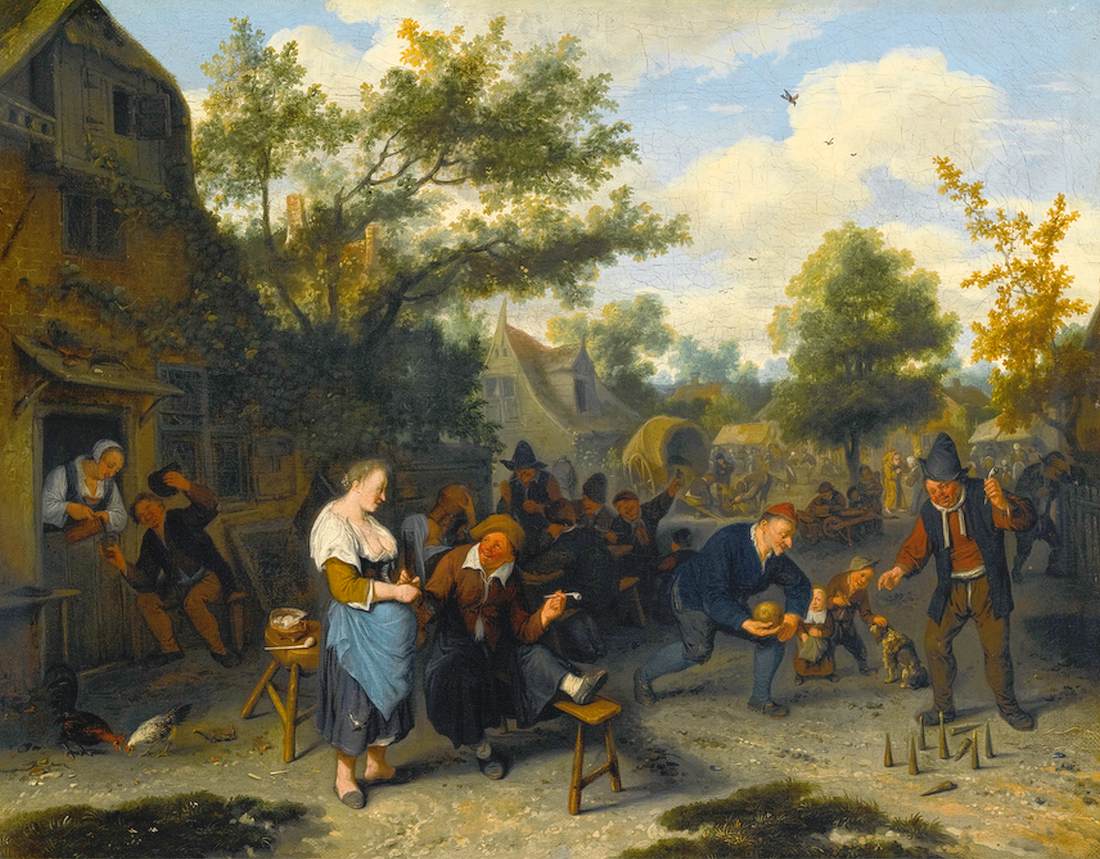 Peasants Playing Bowling in Front of an Inn