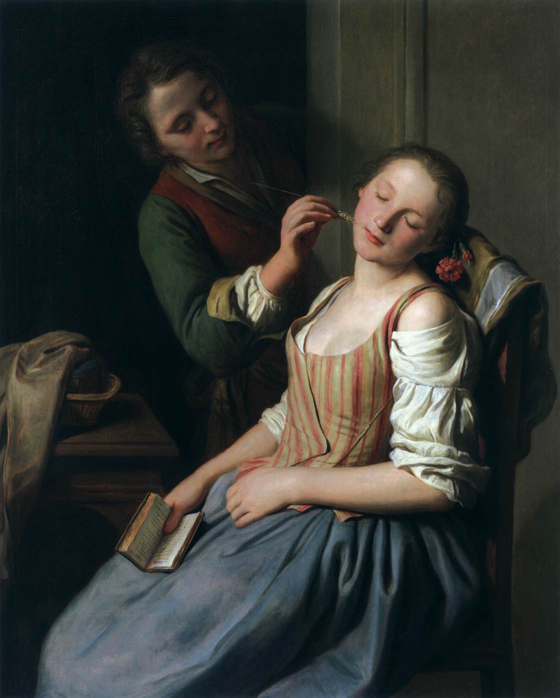 Sovende pige med sin kæreste