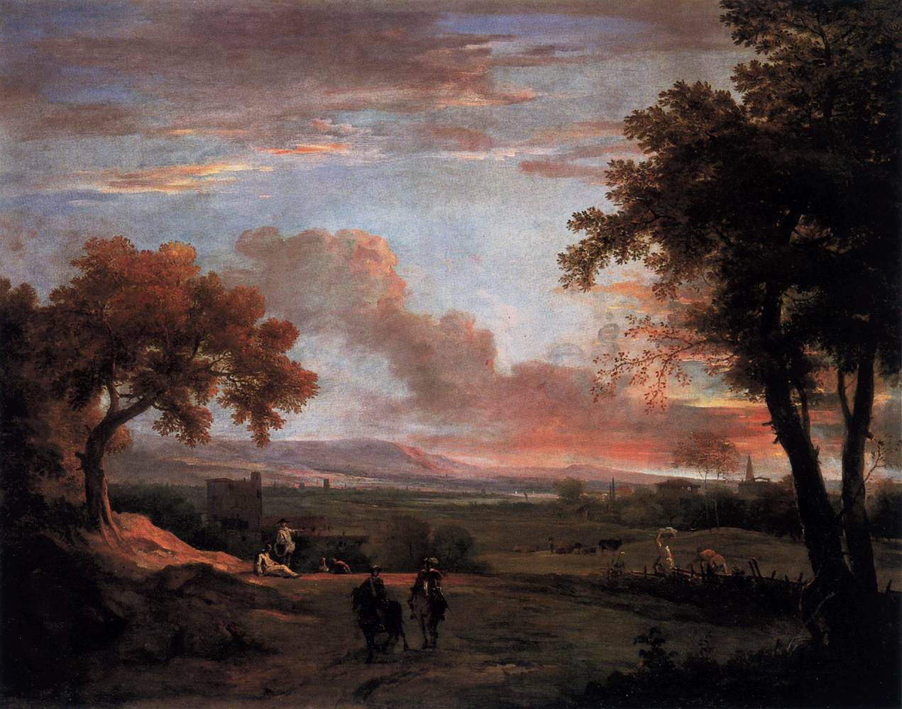 Südliche Landschaft in der Dämmerung