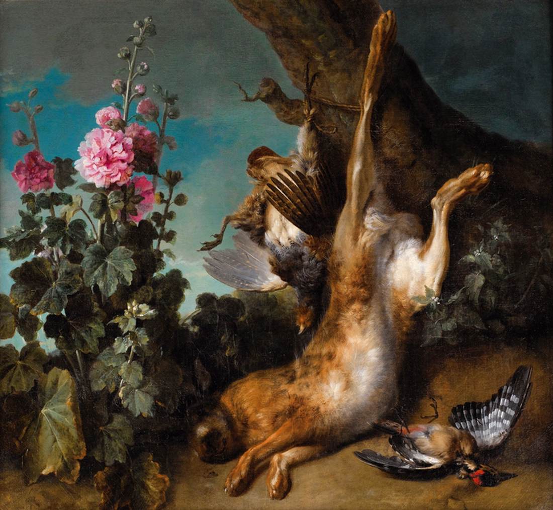Still Life with a Partridge, a Hare and a Hollyhock
