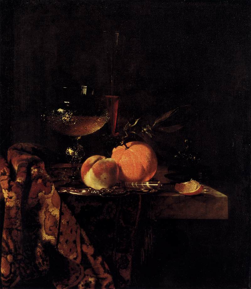 Still Life of Lives with Glass Cup and Fruit