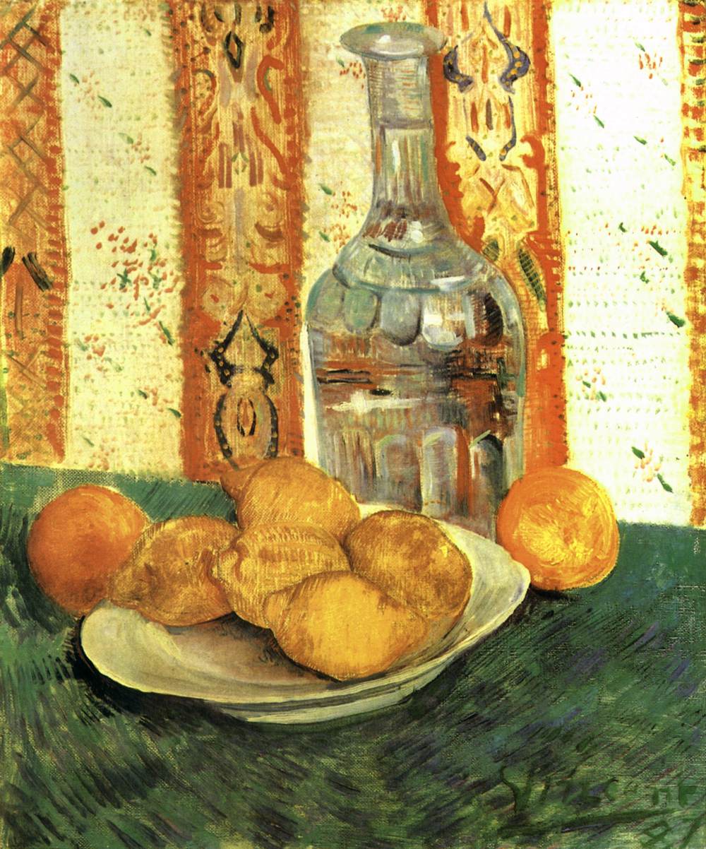 Still Life with Decanters and Lemons on a Plate