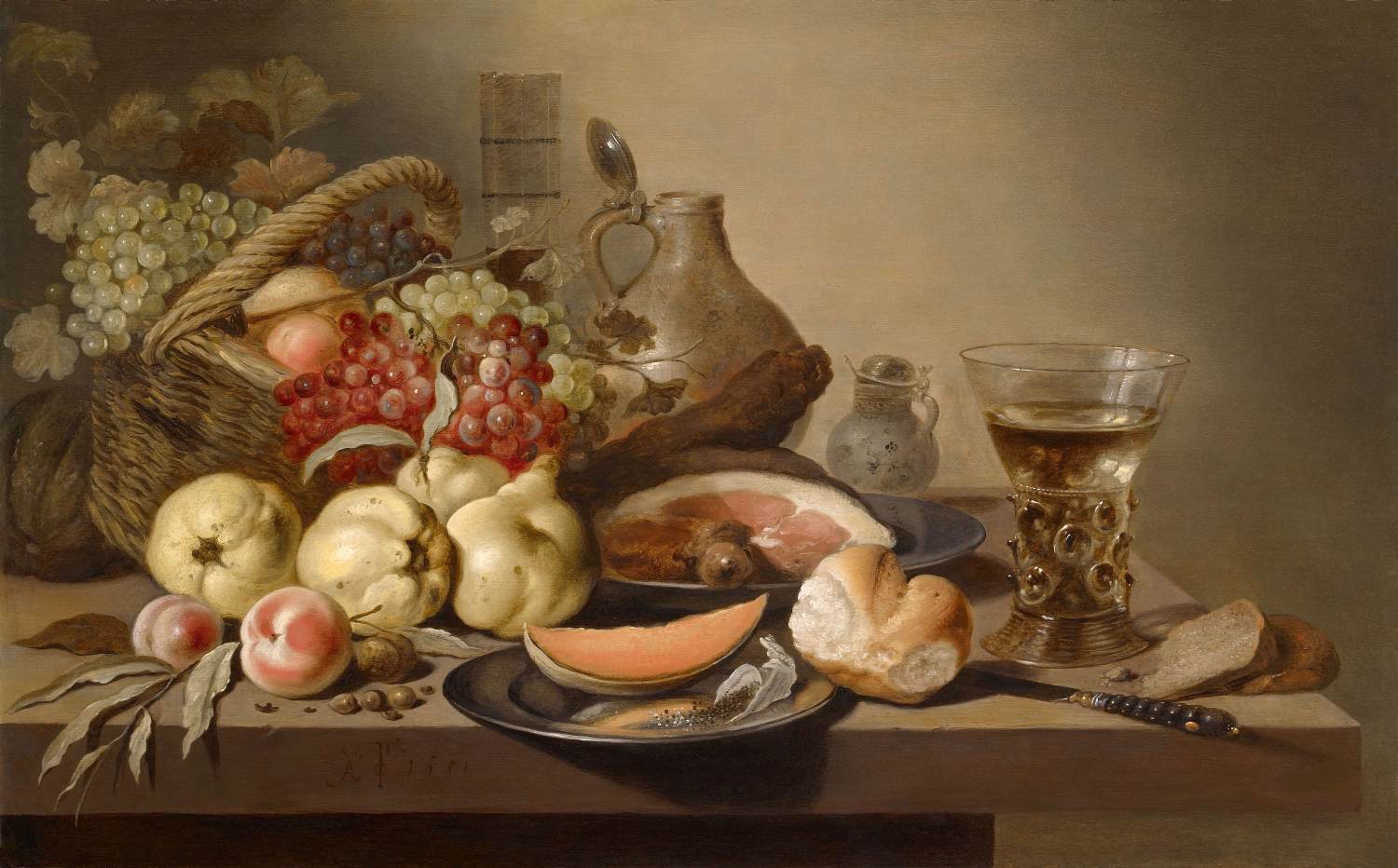 Still Life of Fruit, Ham and Rummer