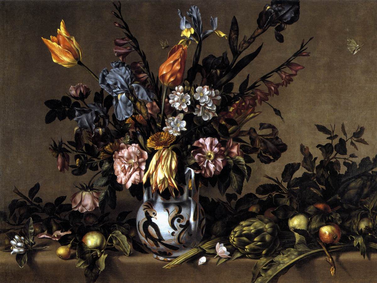 Still Life of Flowers, Artichokes and Fruit