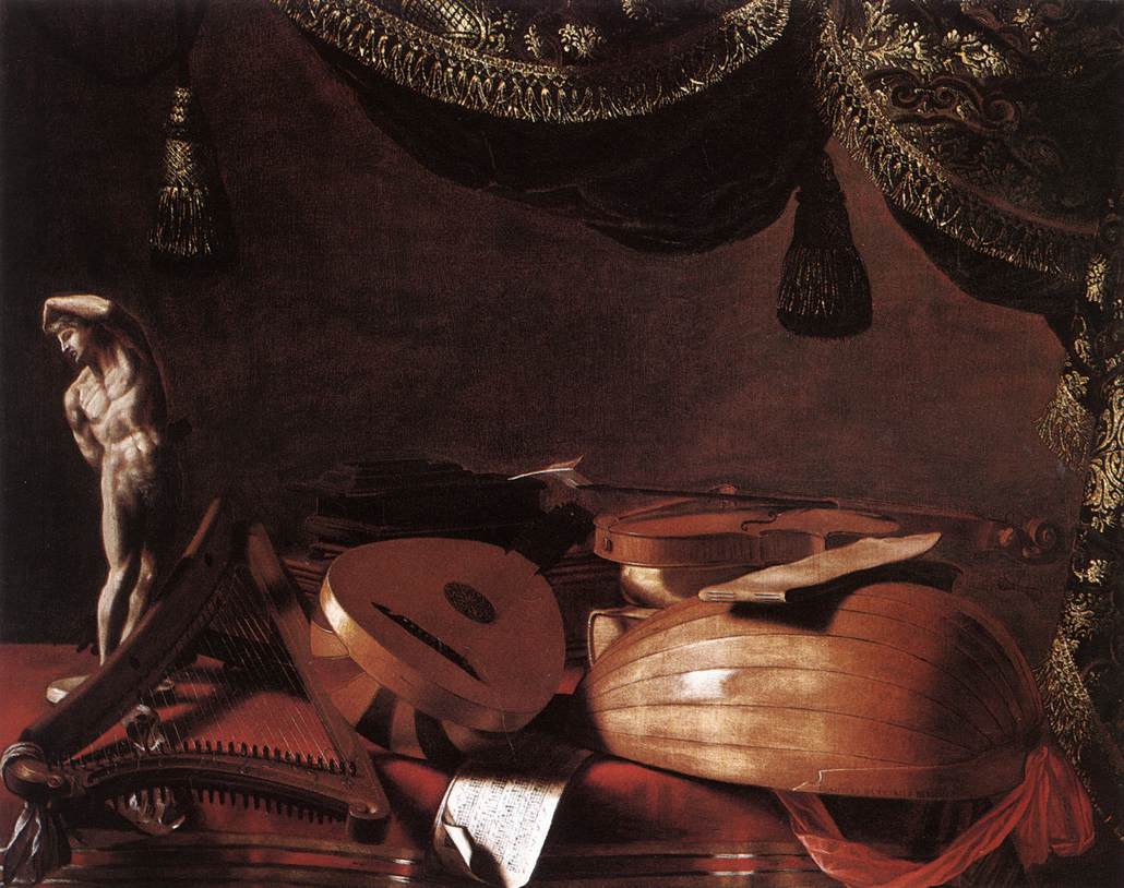 Still Life with Musical Instruments and a Small Classical Statue