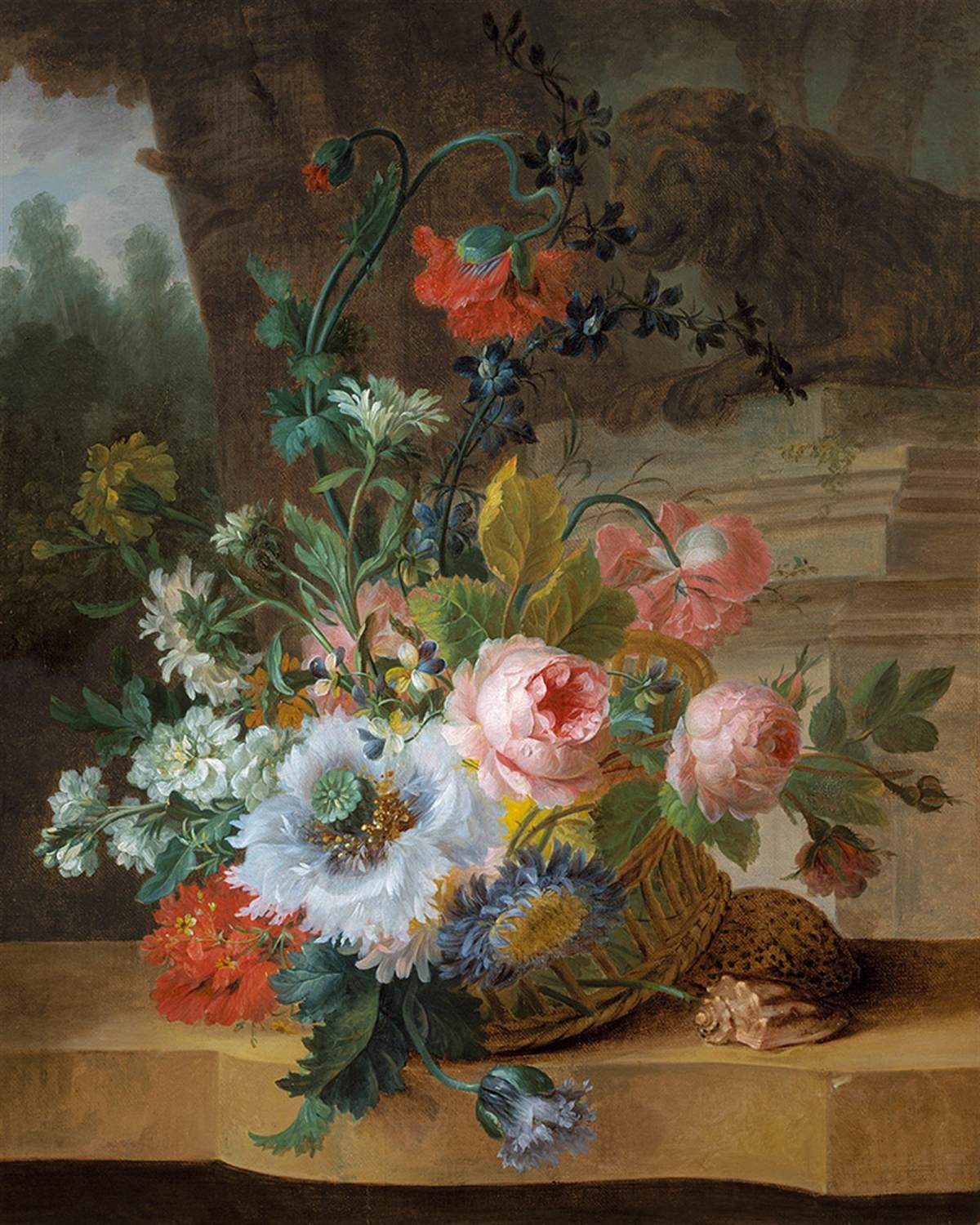 Still Life with Flowers in a Park Landscape