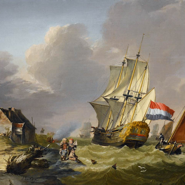 sailing ship painting storm