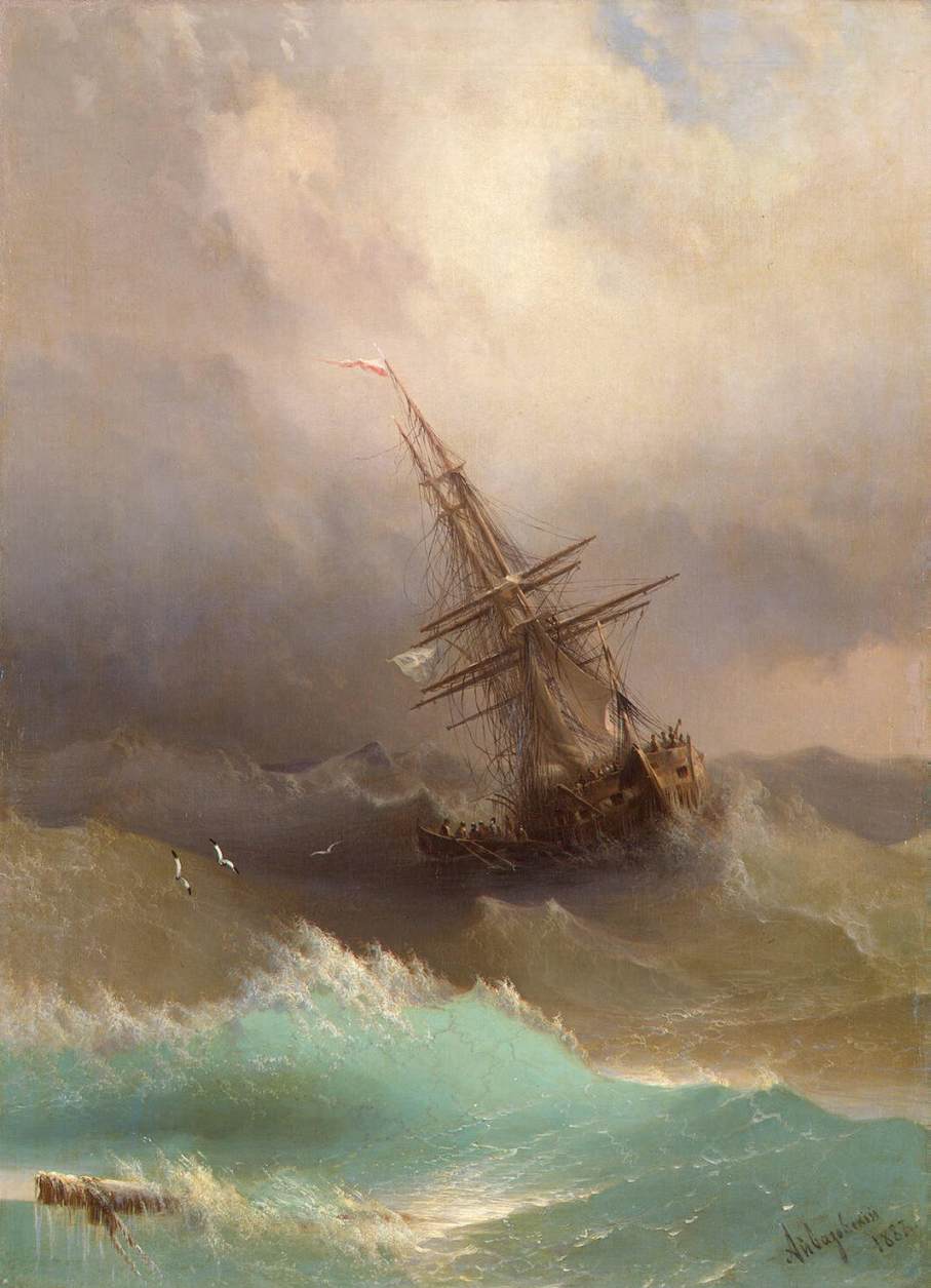 Ship in The Stormy Sea