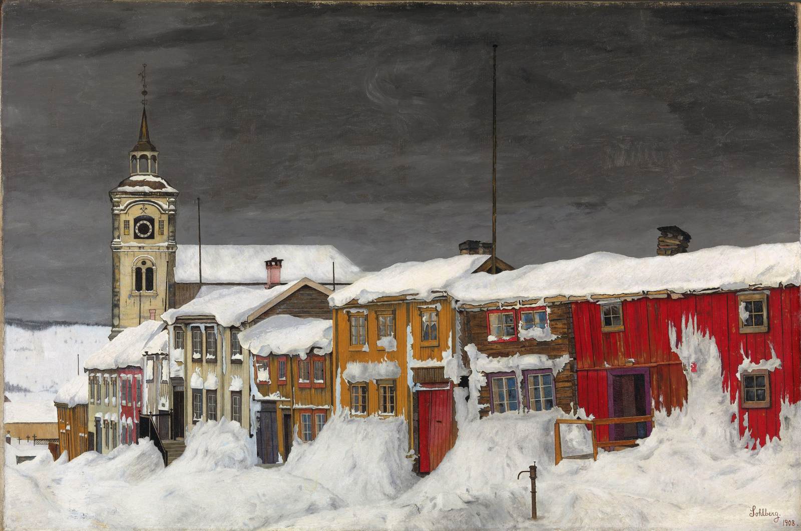 Rue à Røros en hiver