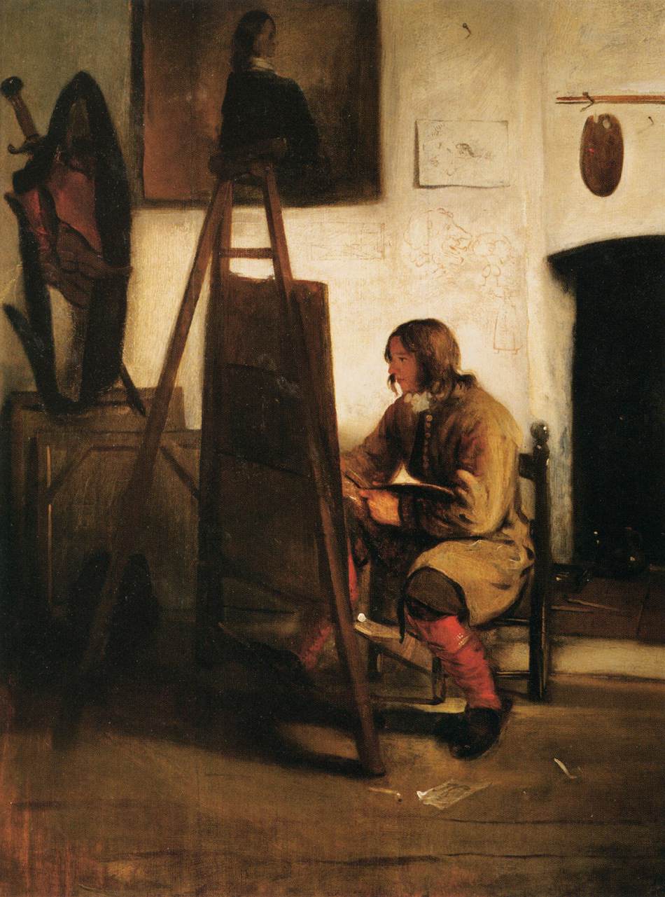 Giovane pittore nel suo studio