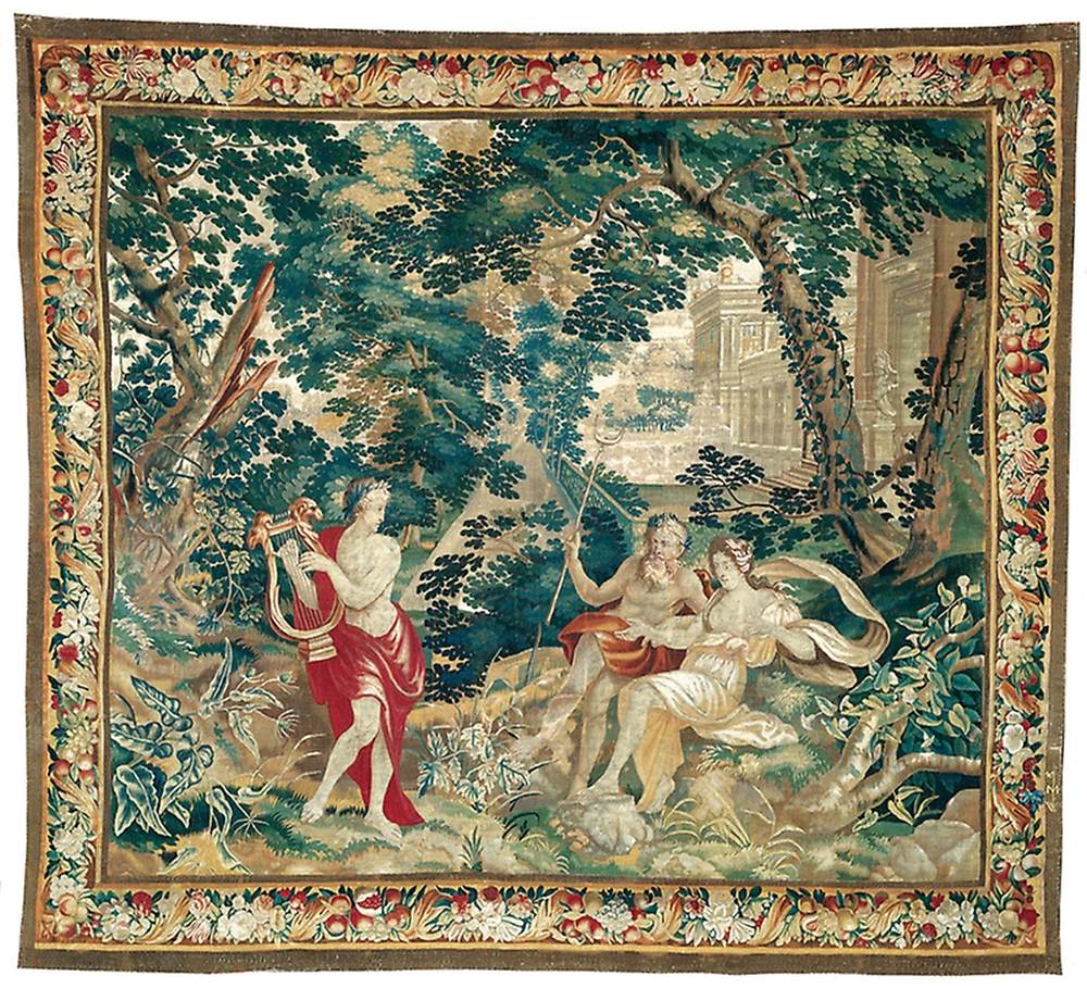 Orpheus jouant la lyre à Hadès et Perséphone