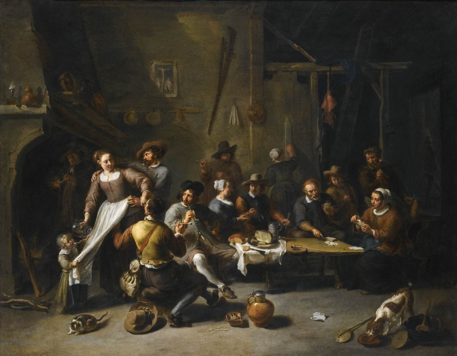 Taverne avec des juerguistes et des joueurs