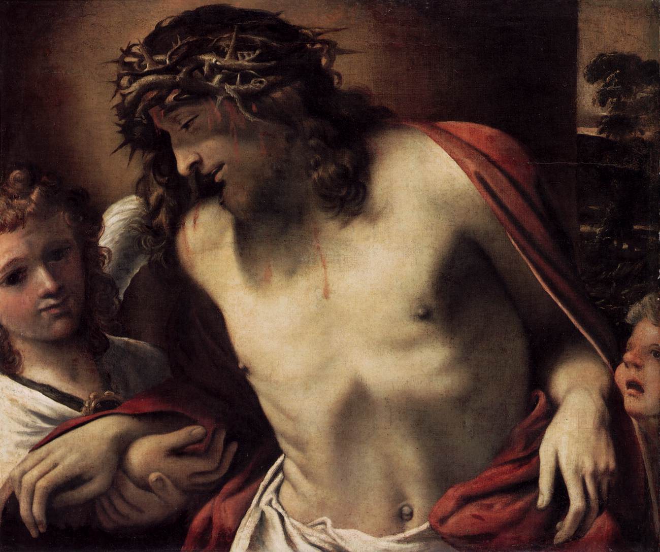 Cristo con La Corona de Espinas, Apoyada Por Los Ángeles