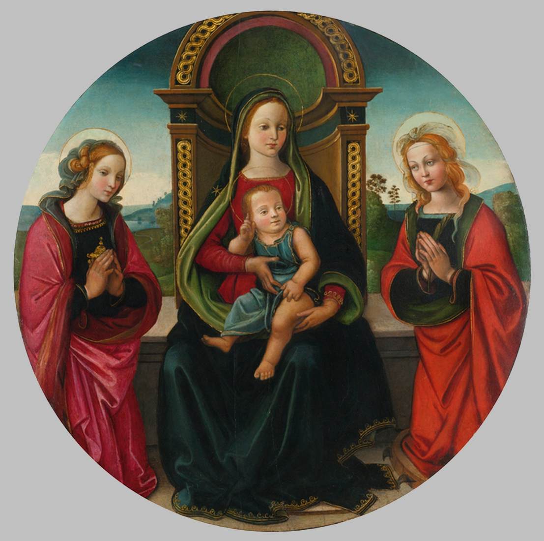 La vierge et l'enfant intronisé avec Santa María Magdalena et Catalina