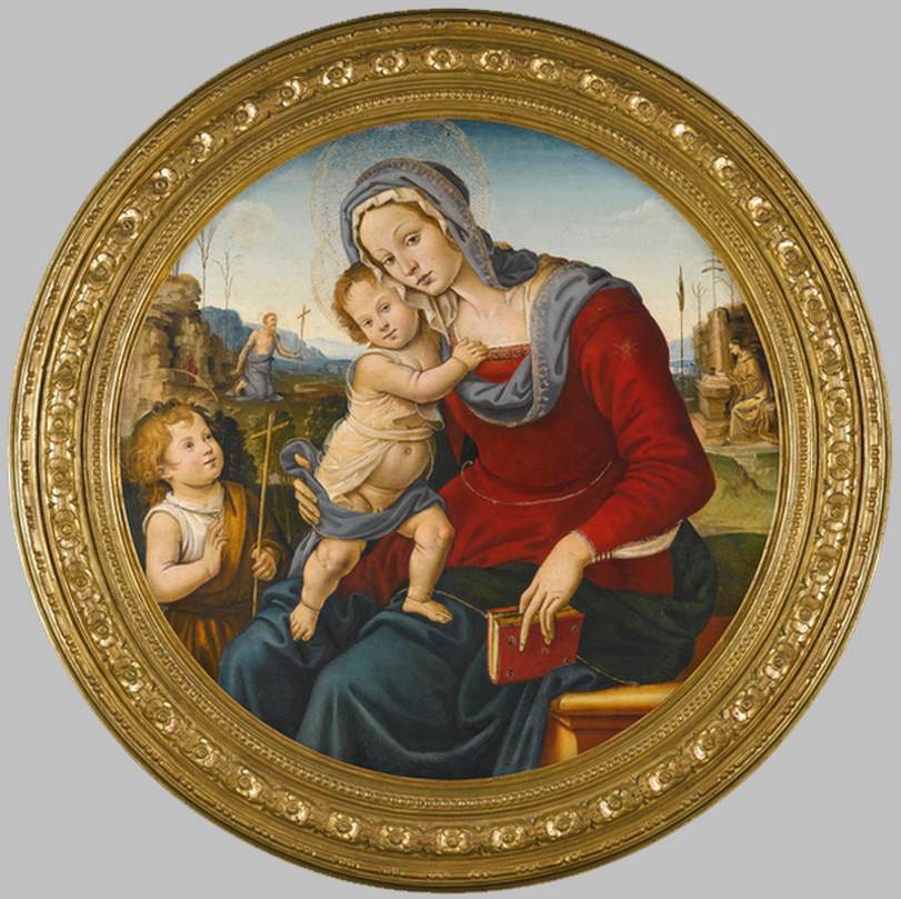 La vierge et l'enfant avec le bébé San Juan Bautista