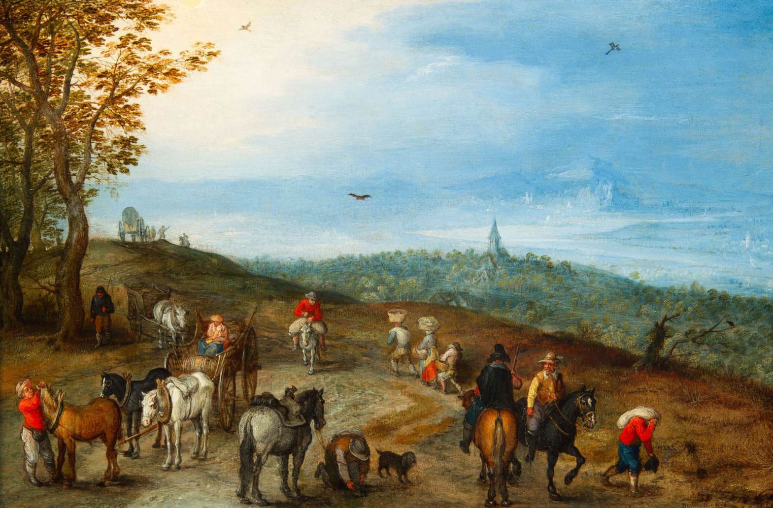 Vast Landscape with Travelers on a Highway