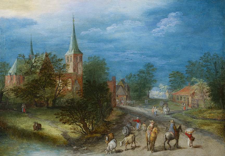 Countryside Landscape with Travelers