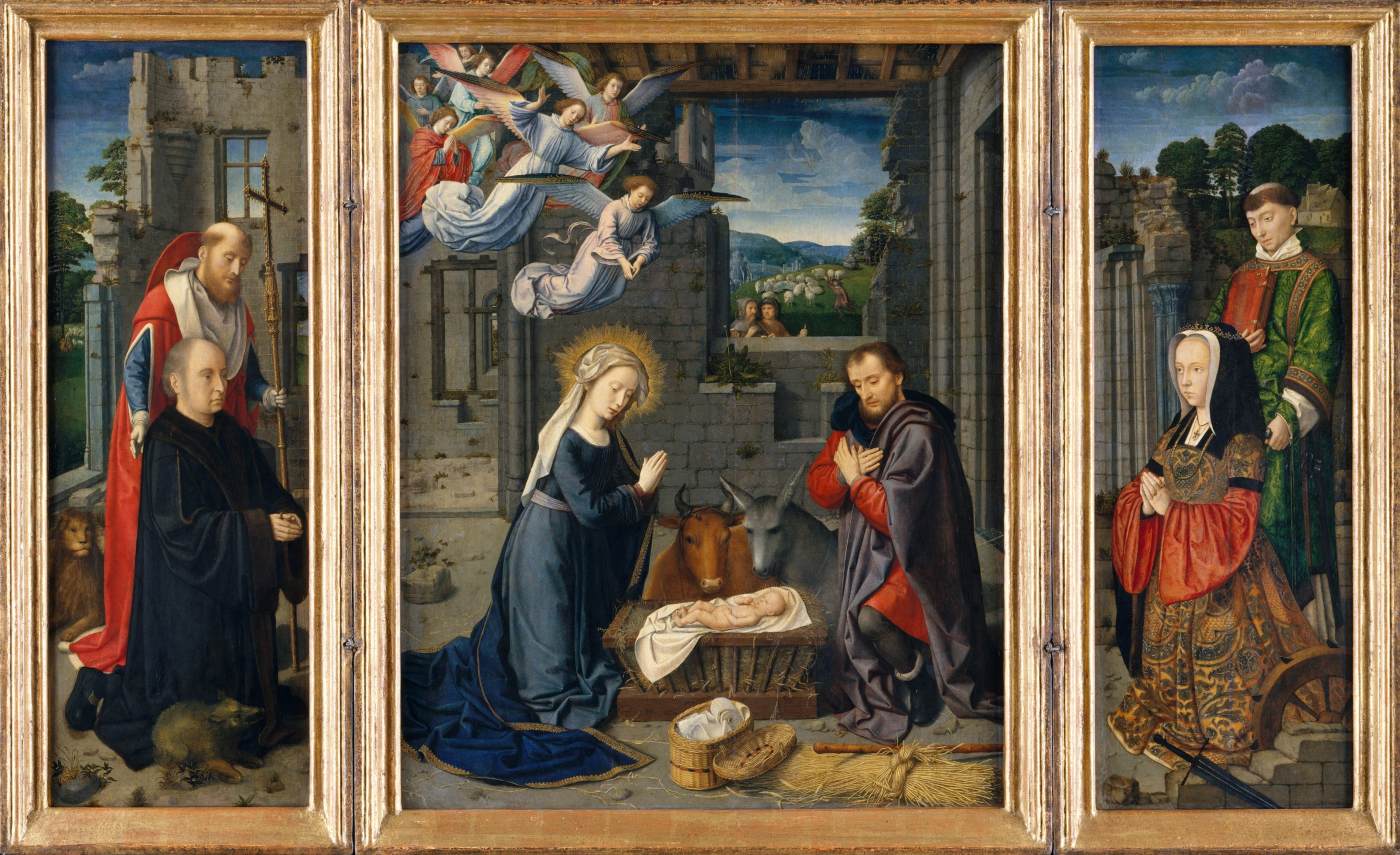 La Natividad con Donantes y San Jerónimo y Leonard