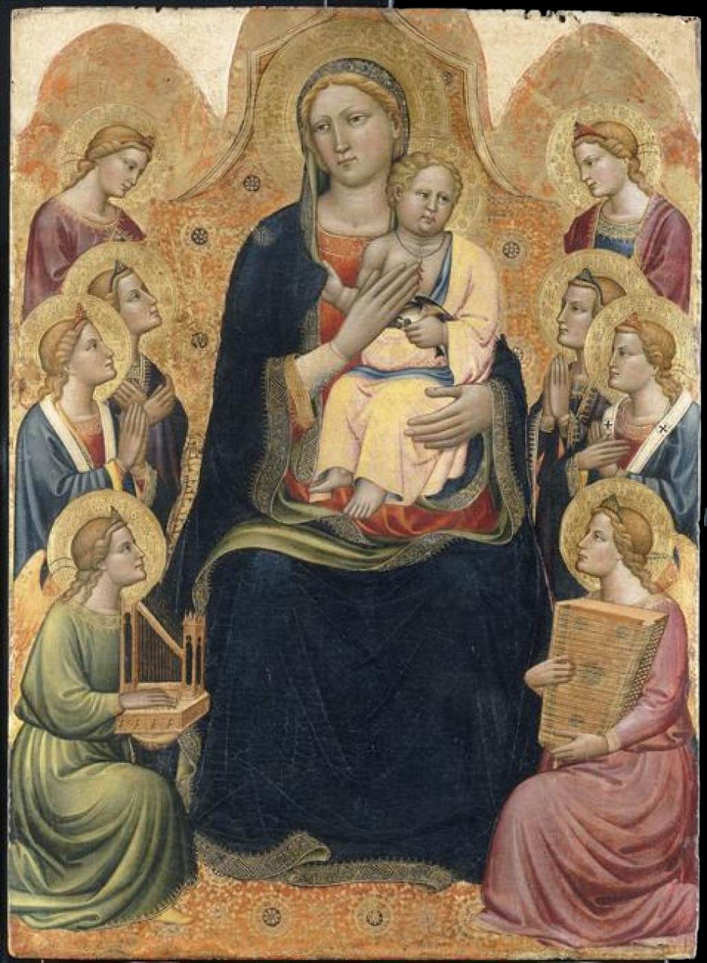 La vierge et l'enfant avec huit anges