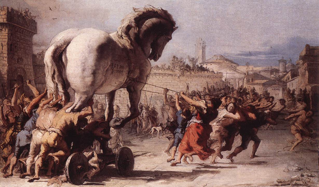 De Trojaanse paardenstoet in Troy