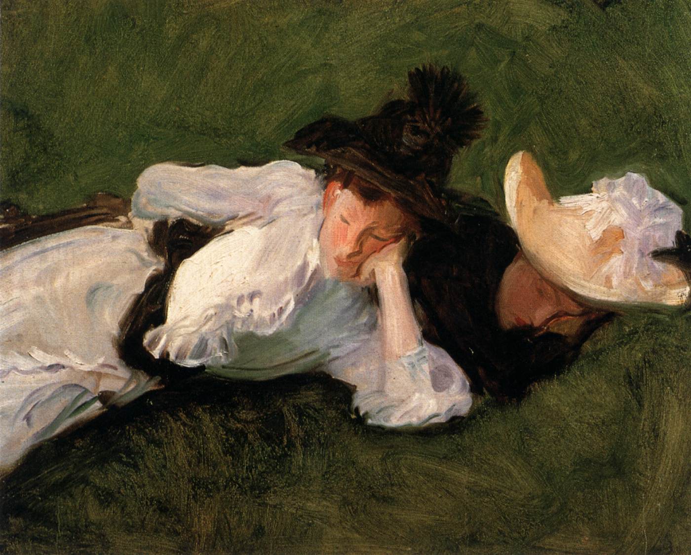 Two Girls on a Lawn