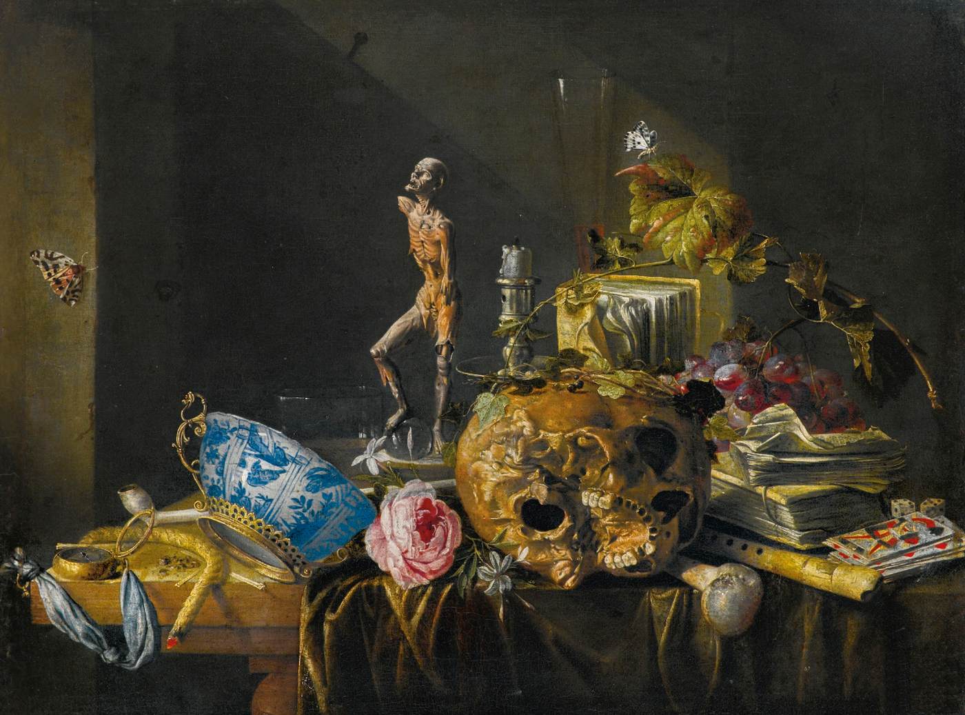 Vanitas Still Life with a Skull and an Écorché