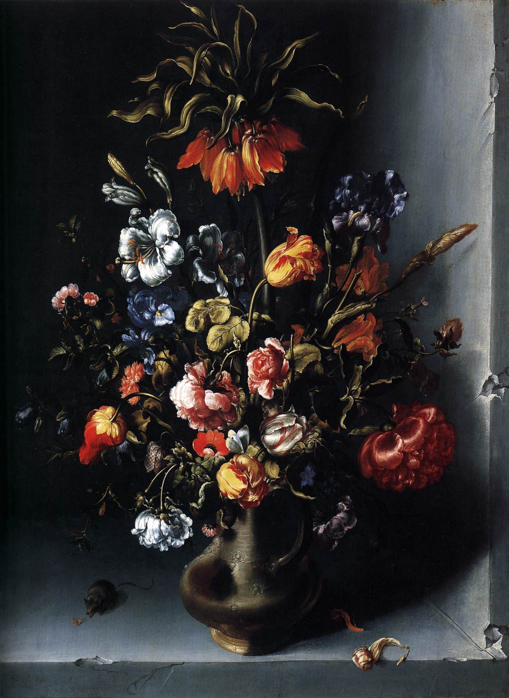 Still Life of Flowers with Fritillary in a Stone Niche