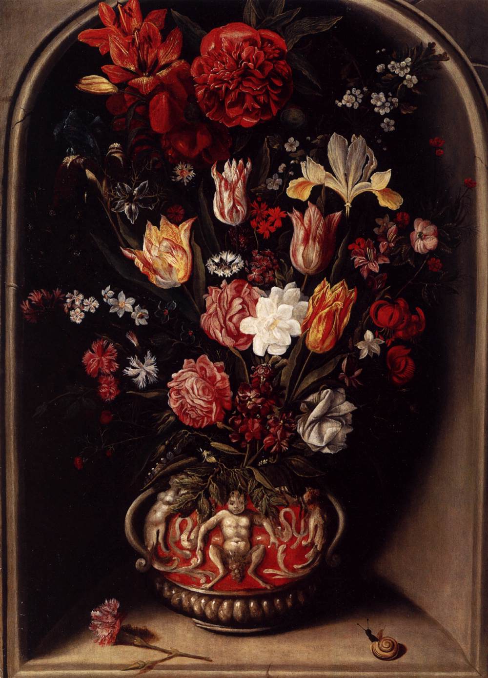 Vase of Flowers in a Niche