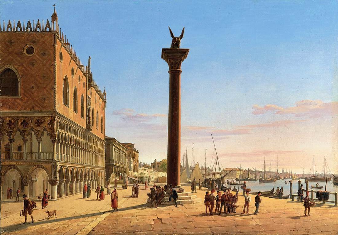 Vizualizarea Palatului Ducale și a Riva Degli Schiavoni, Veneția
