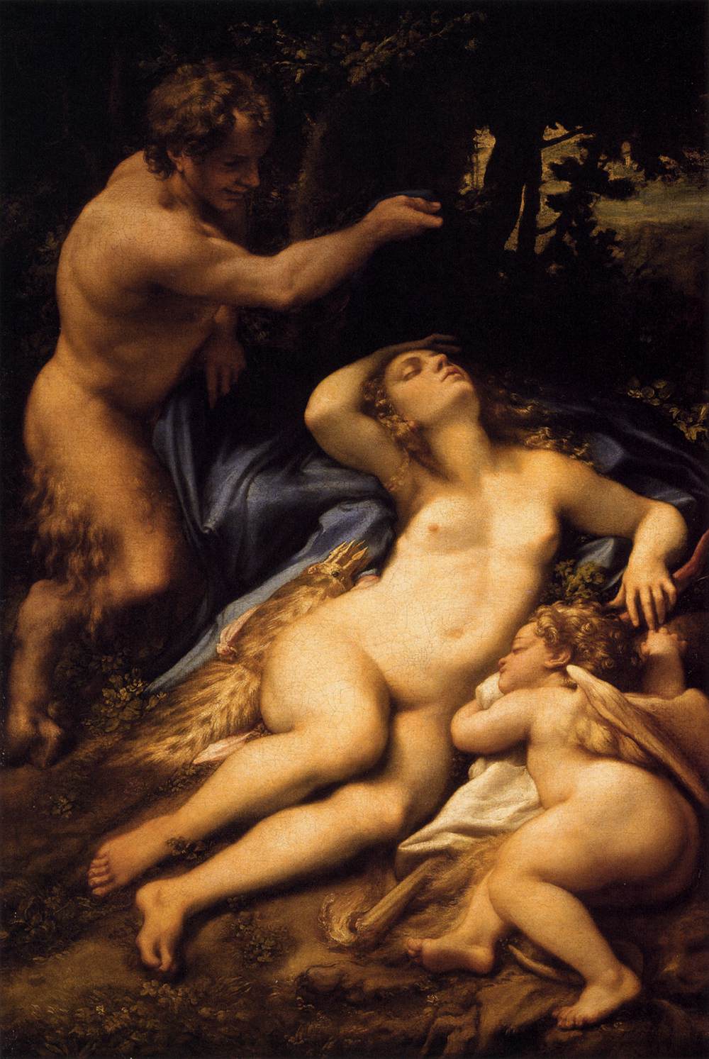 Venus und Amor mit einem Satyr