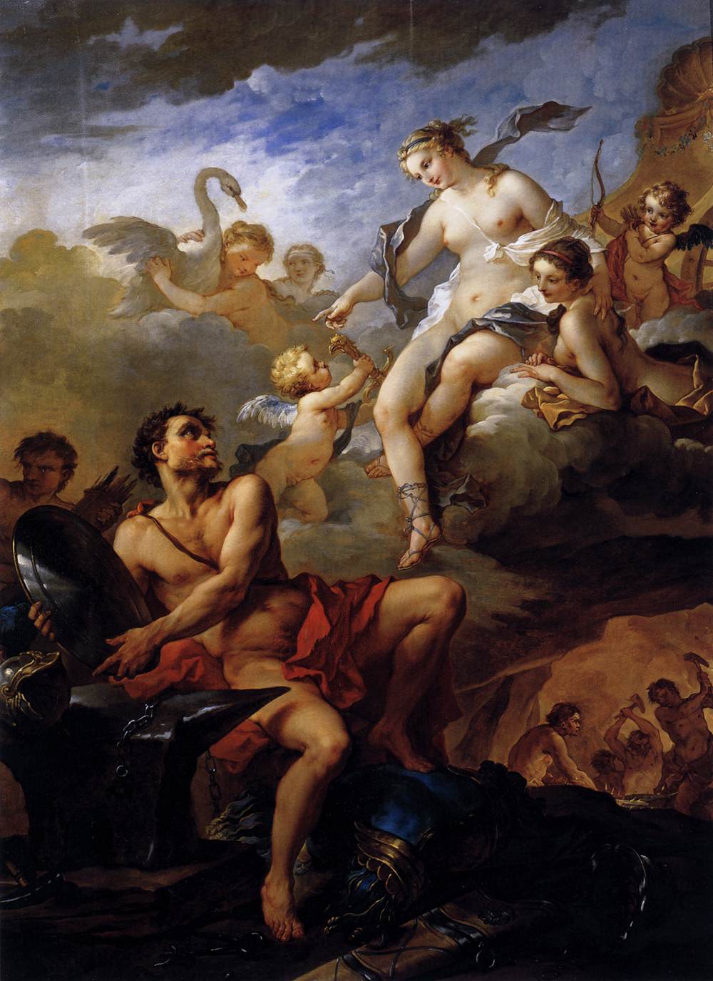Venüs Aeneas için Vulcan silahları talep ediyor