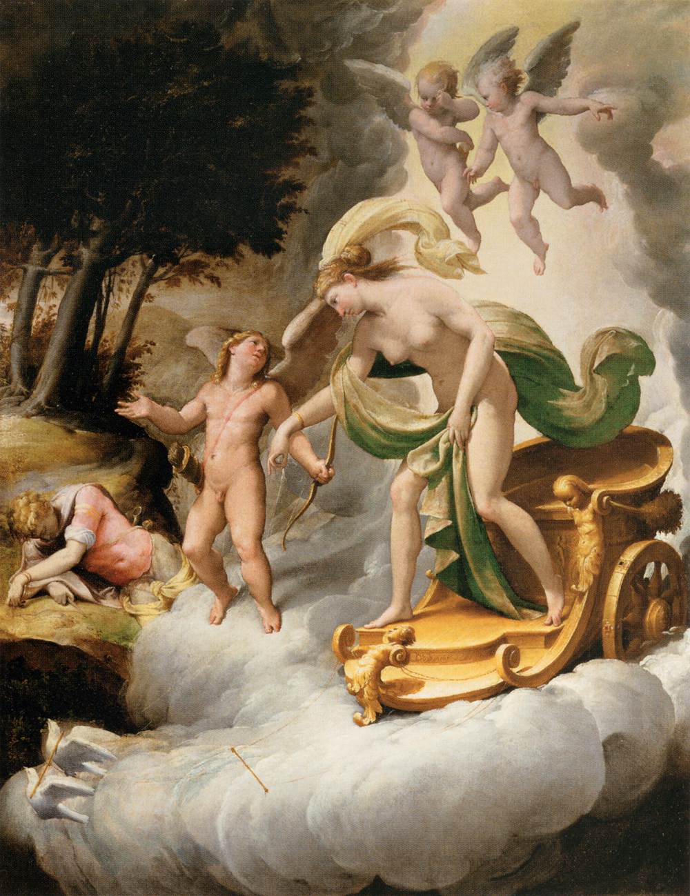 Vênus liderada por Cupido para o morto Adonis
