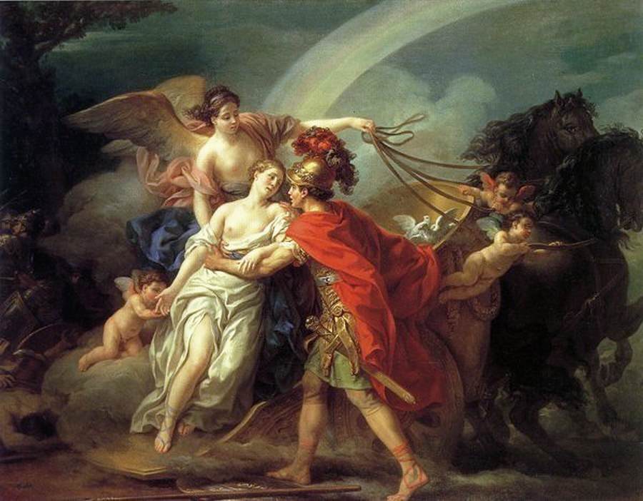 Die durch Diomedes verletzte Venus wird von Iris gerettet