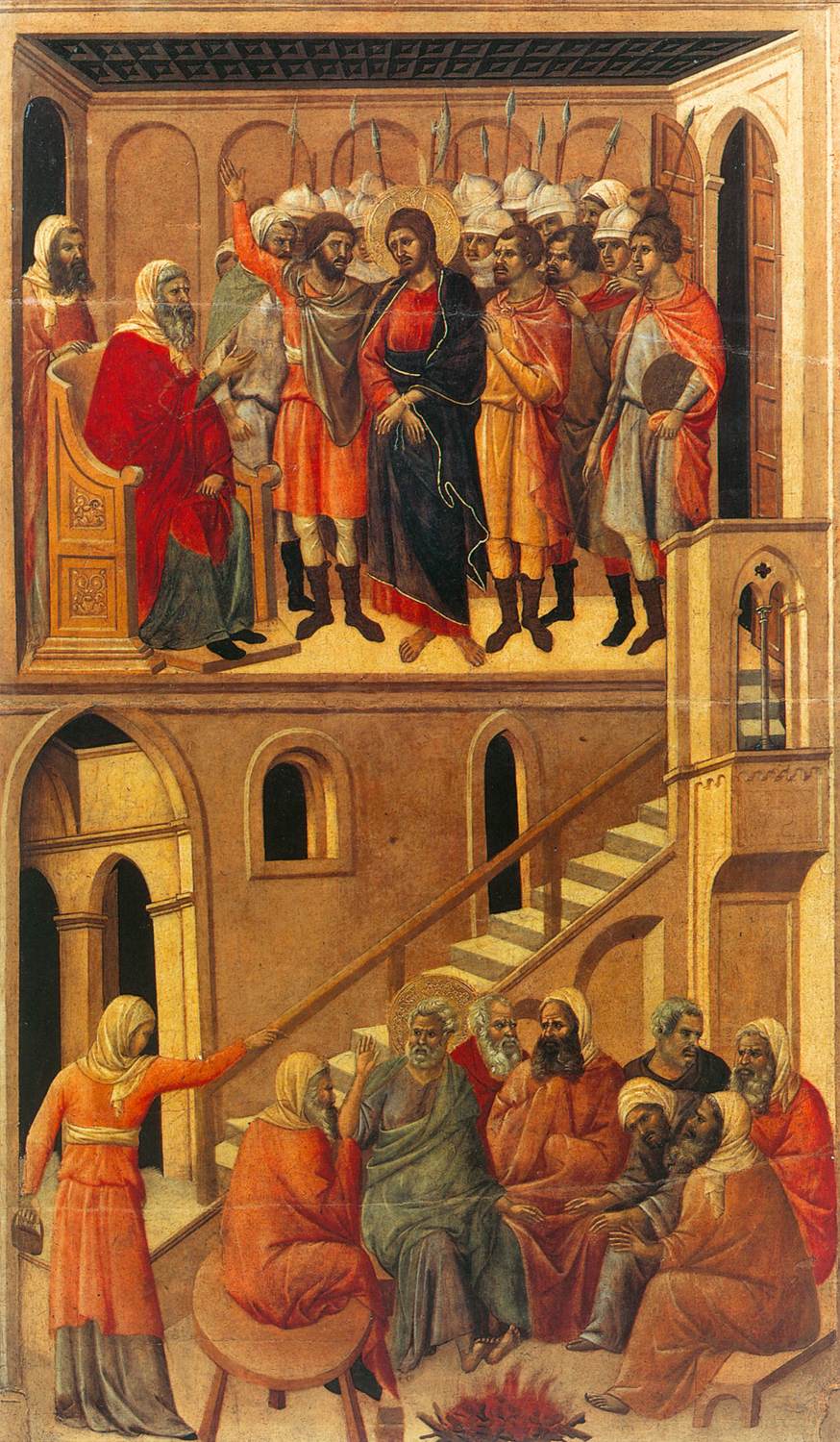Jesus vor Annas und Petrus leugnen Jesus zum ersten Mal (Szenen 8-9)