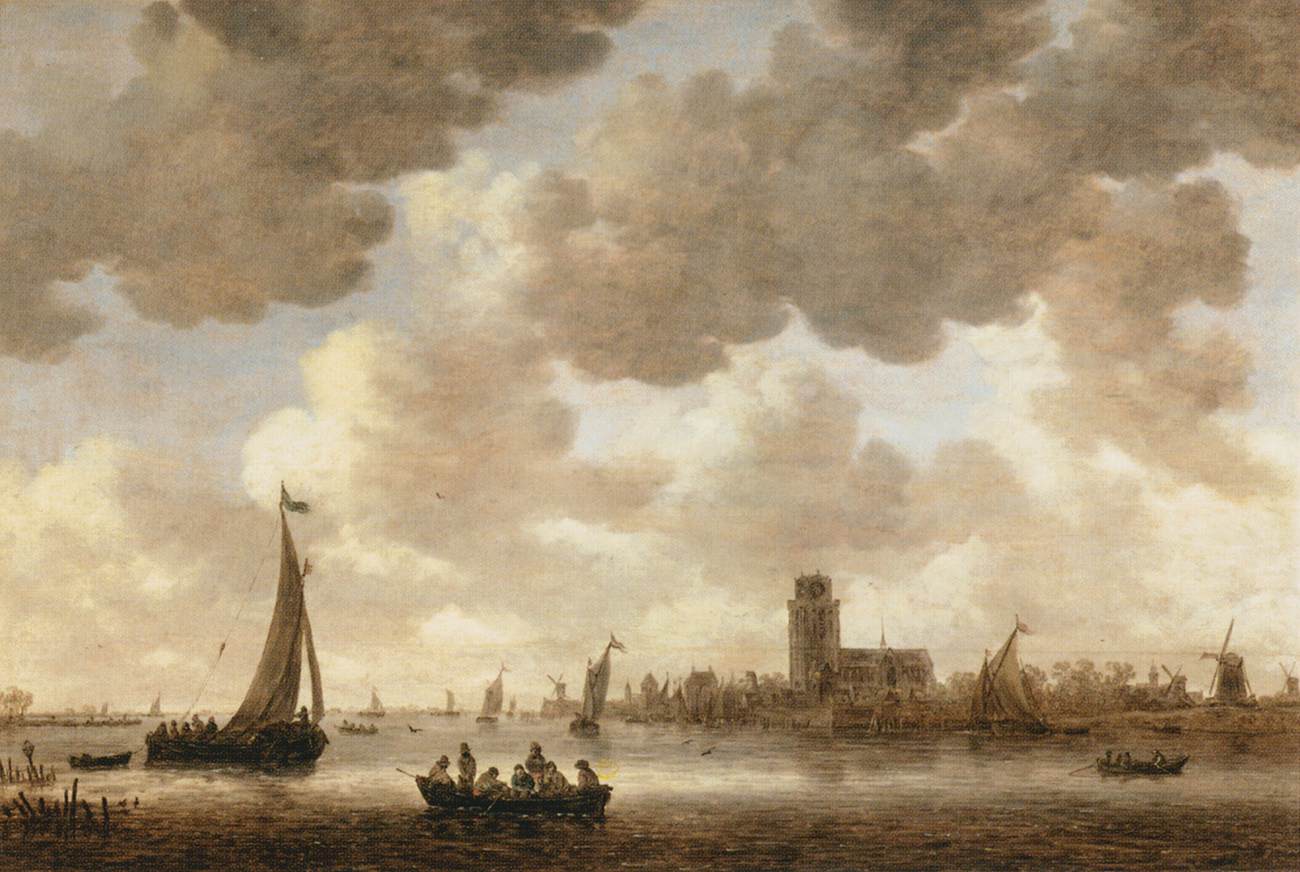 El Meuse en Dordrecht con El Groote Kerk