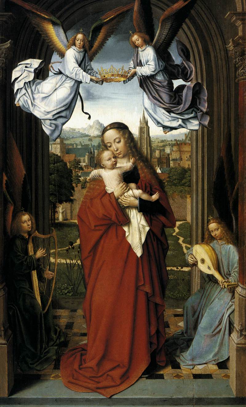 De maagd en het kind met vier engelen
