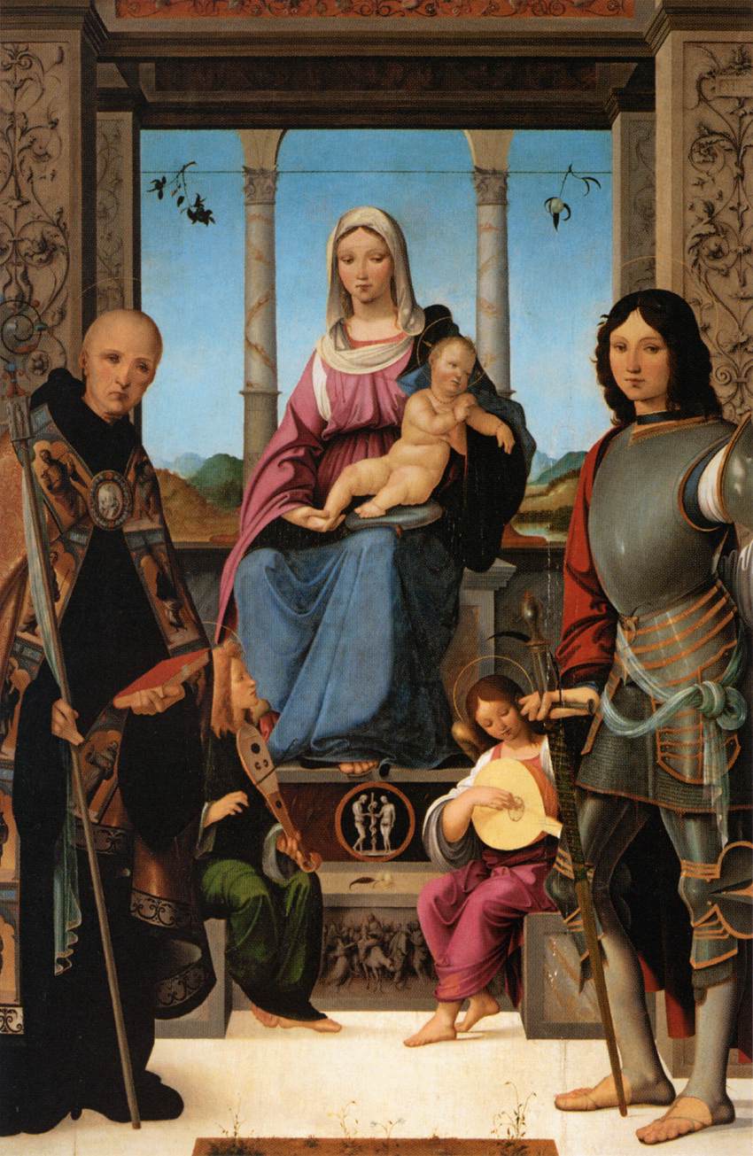 La Vierge et l'enfant flanquées de San Benedict et Quentin