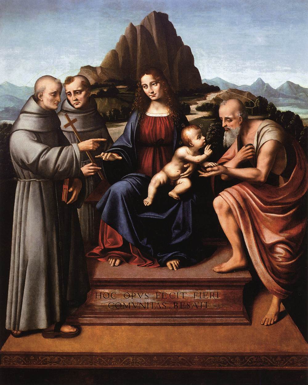 La vierge et l'enfant intronisé avec les saints