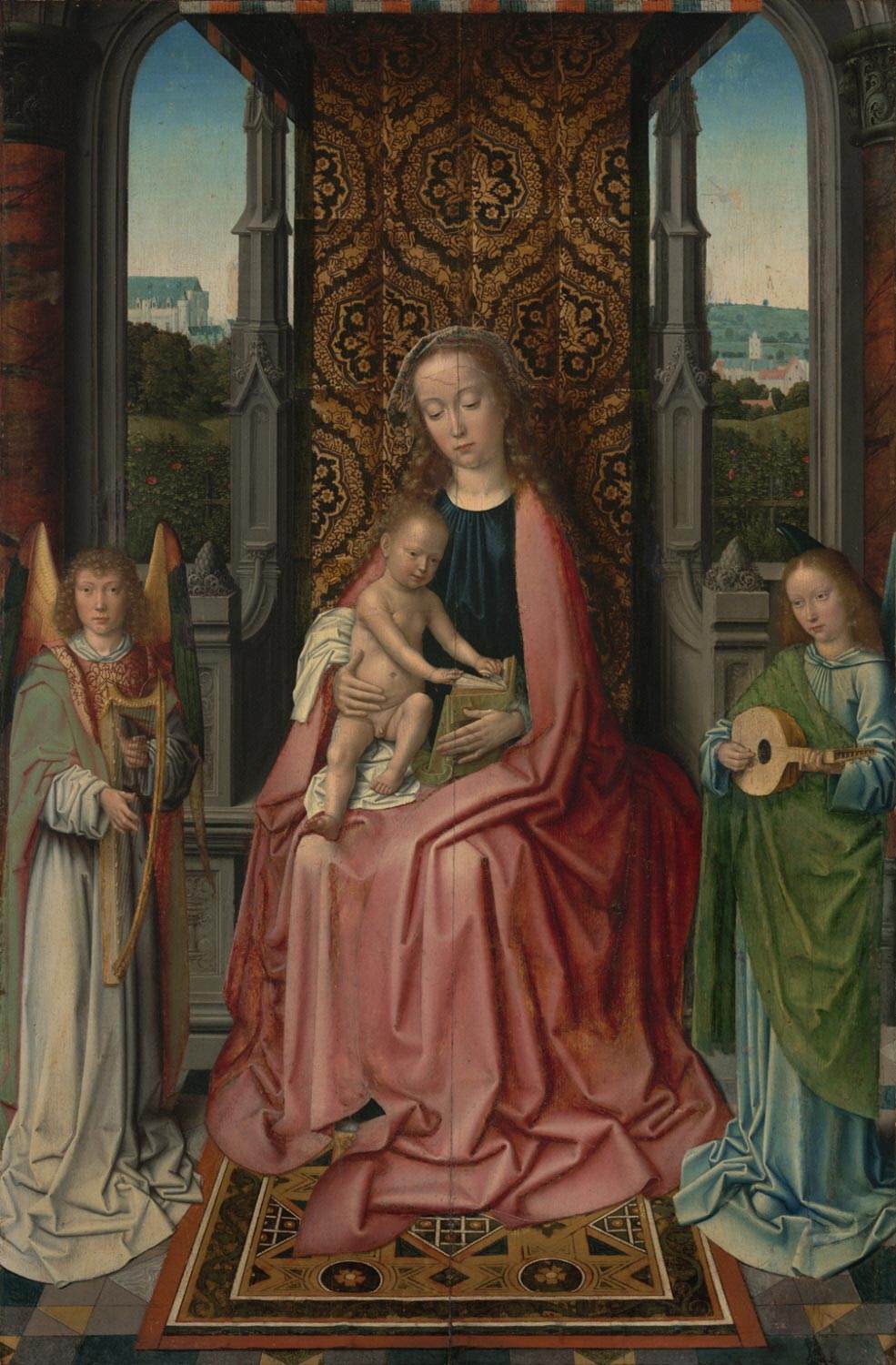 La vergine e il bambino in trono, con angeli