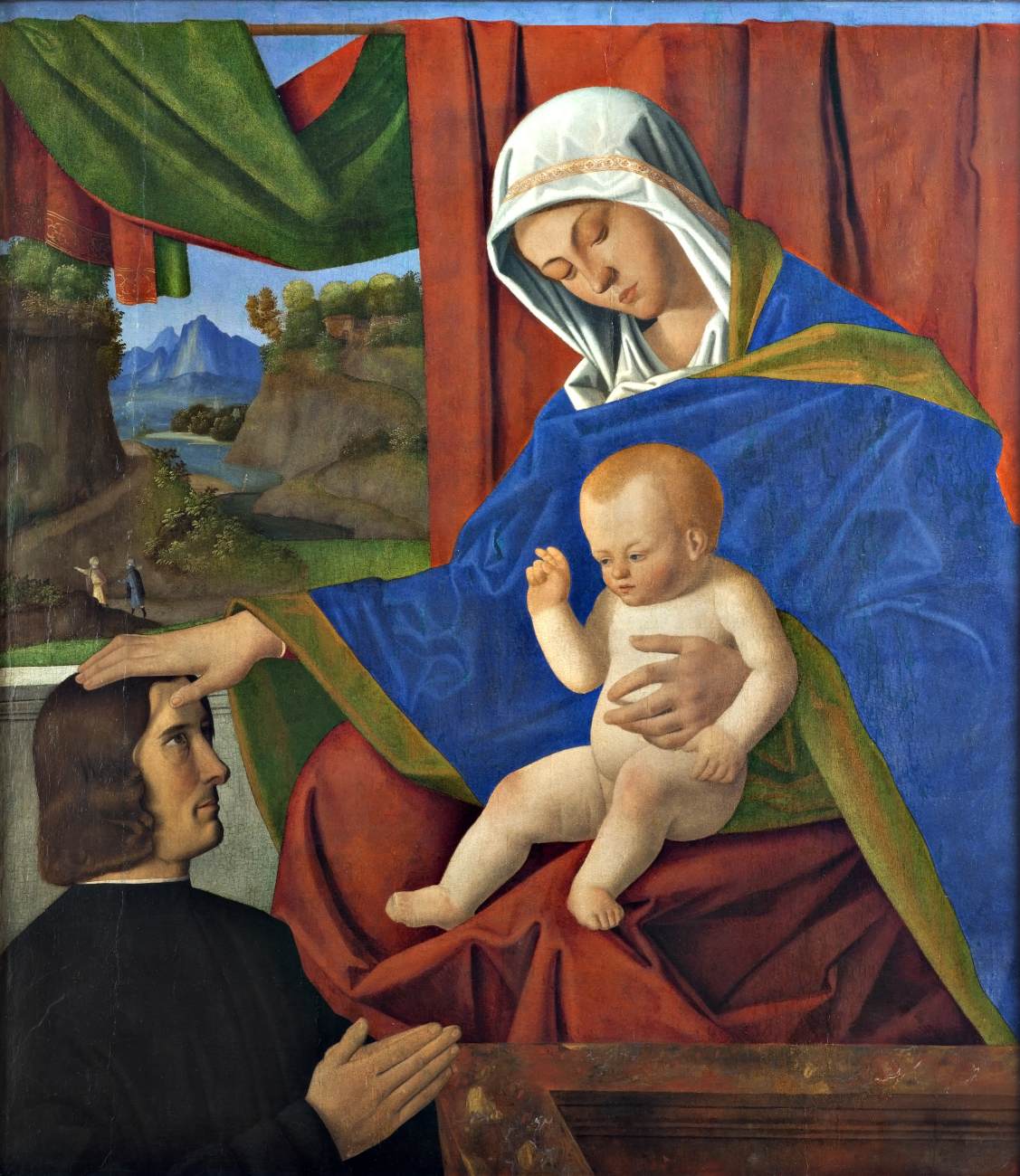 La Virgen María con El Niño Jesucristo y un Donante
