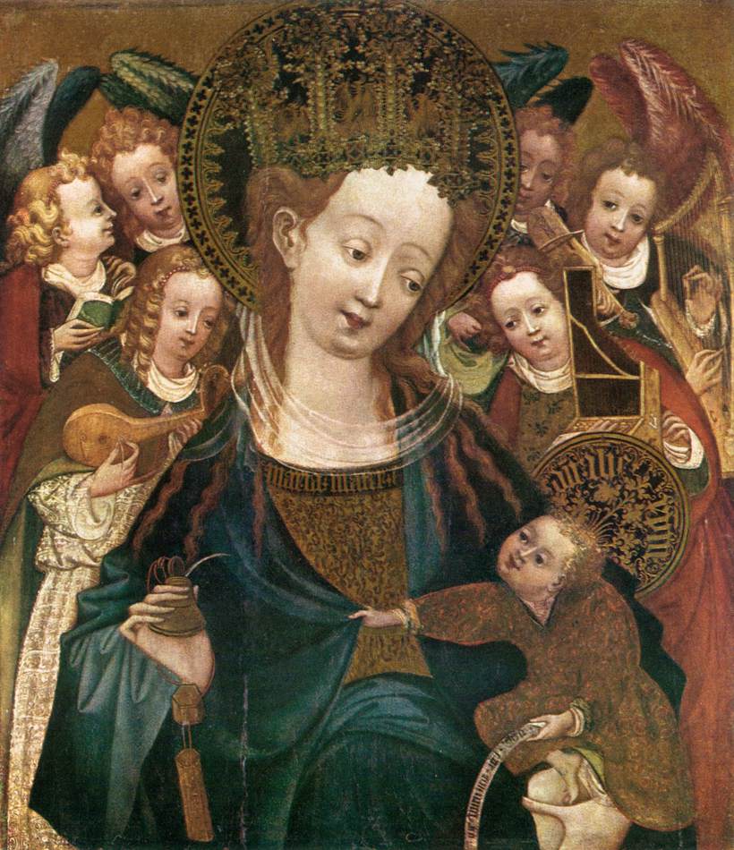 La vierge et l'enfant avec des anges