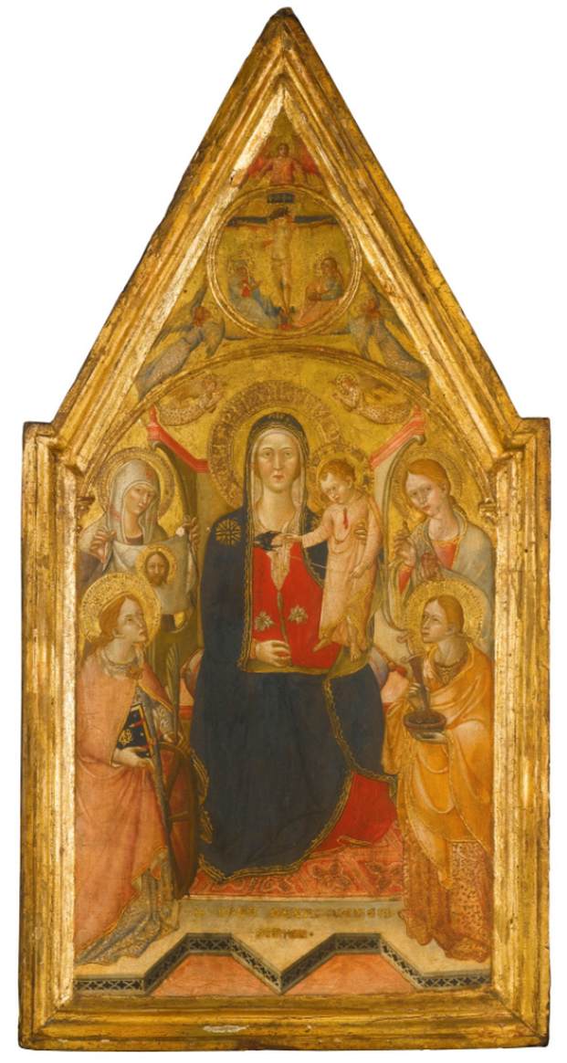 La vierge et l'enfant intronisé avec les saints