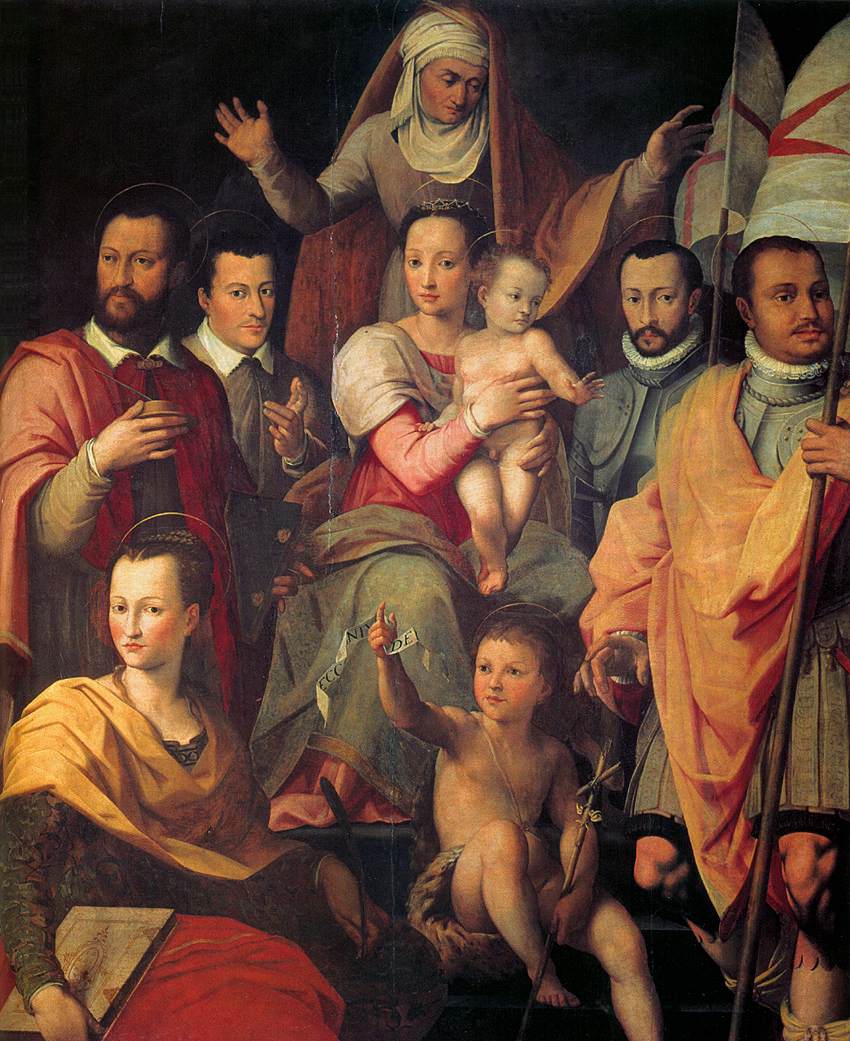 La Vierge et l'enfant avec Santa Ana et les membres de la famille Médicis comme les Saints