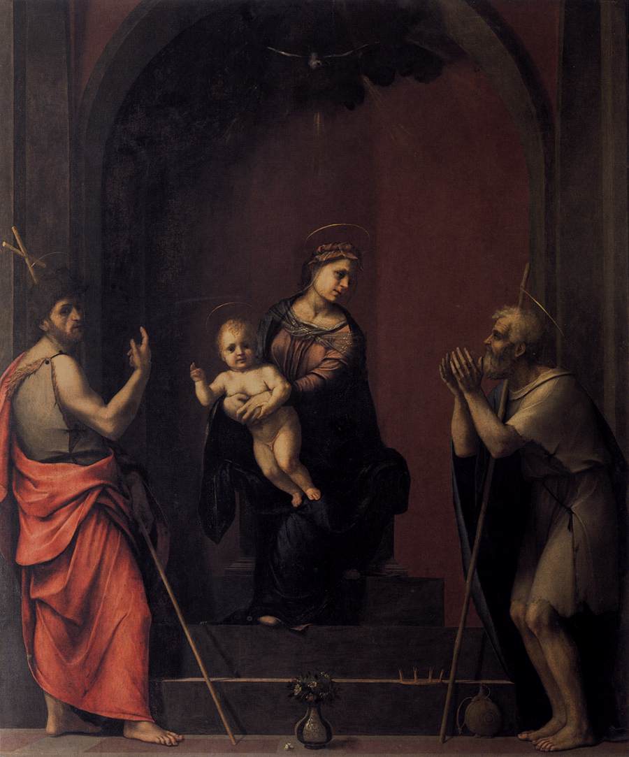 Die Jungfrau und das Kind mit San Juan Bautista und Job