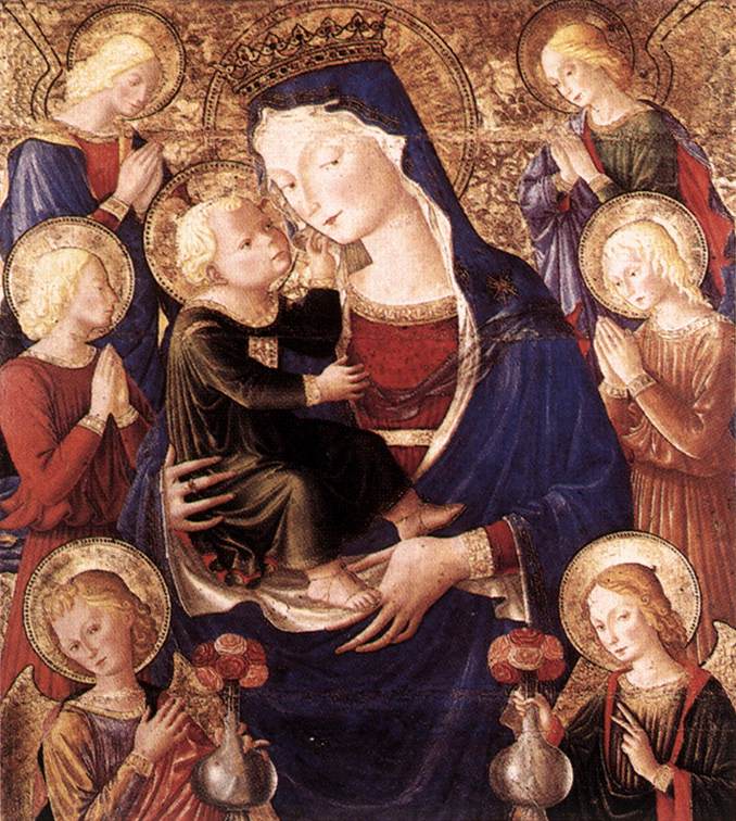 La vierge et l'enfant avec des anges