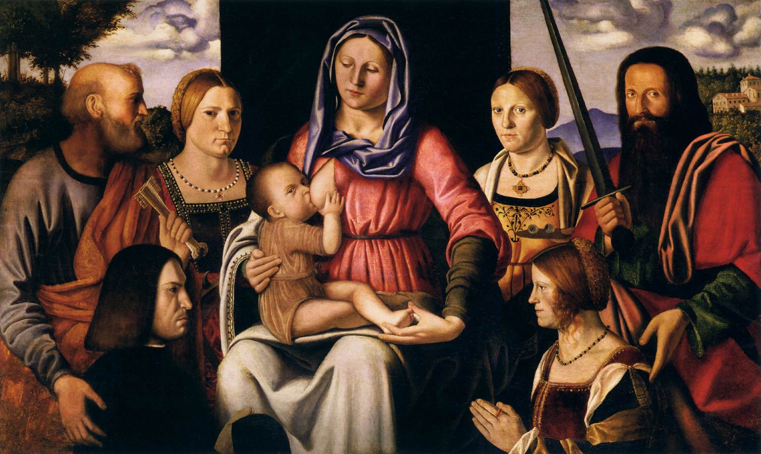 Madonna e criança com santos e doadores