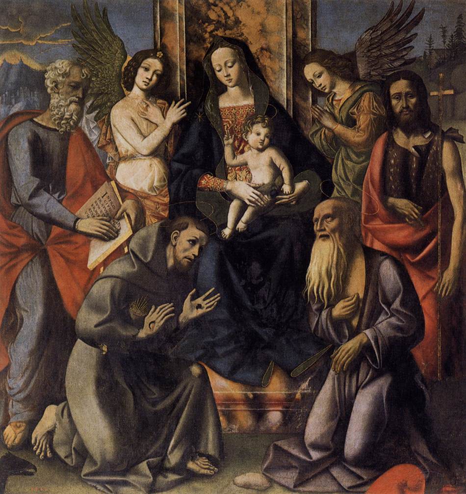 Die Jungfrau und das Kind mit vier Heiligen