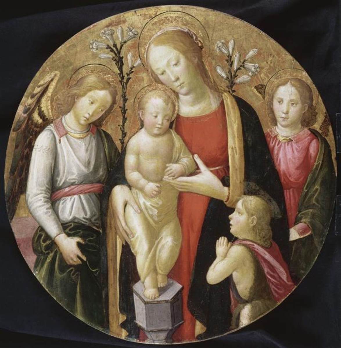 La vierge et l'enfant avec deux anges et le bébé San Juan