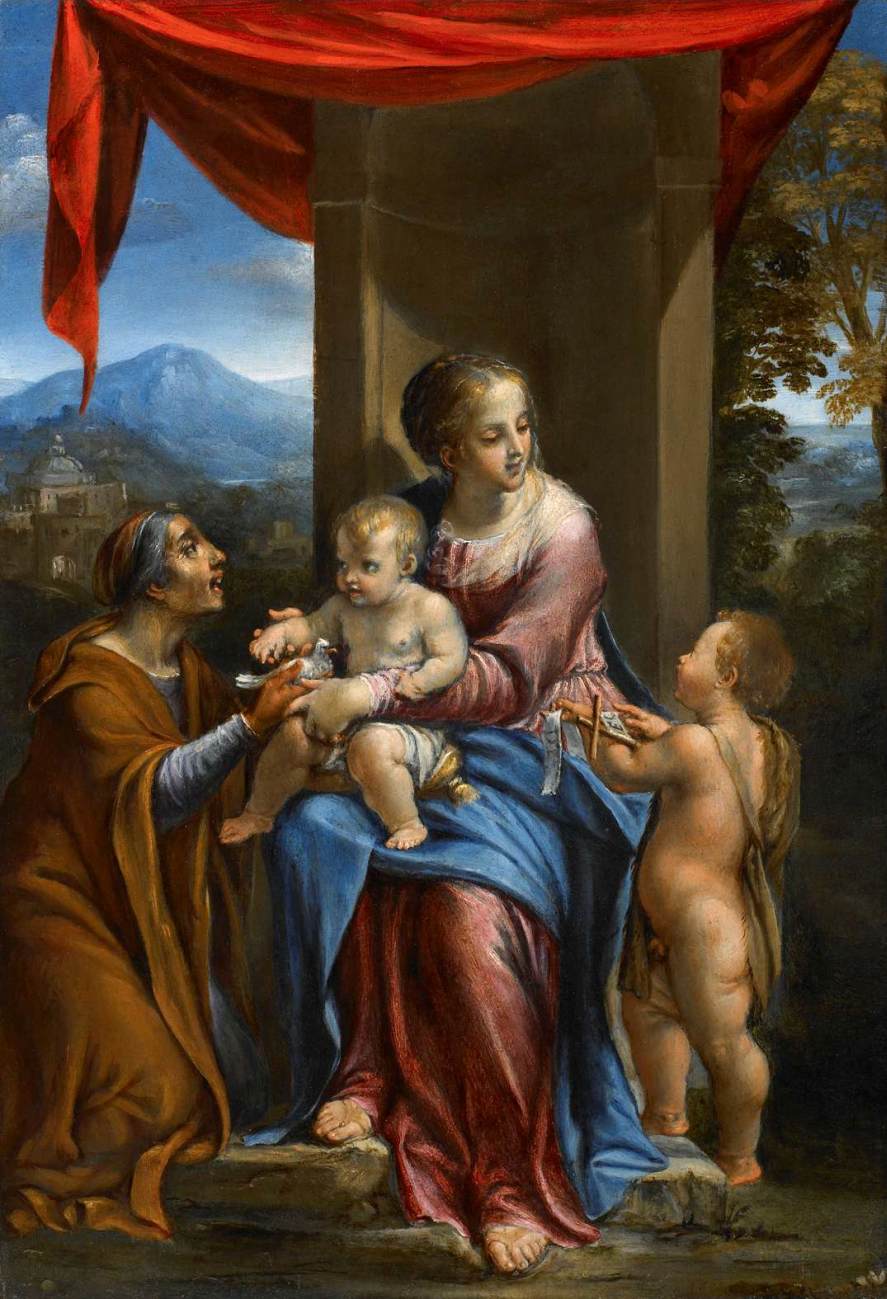 De maagd en het kind met de kerstman en de baby Juan Bautista